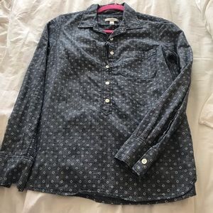 JCrew chambray polka dot popover top, Sz 0